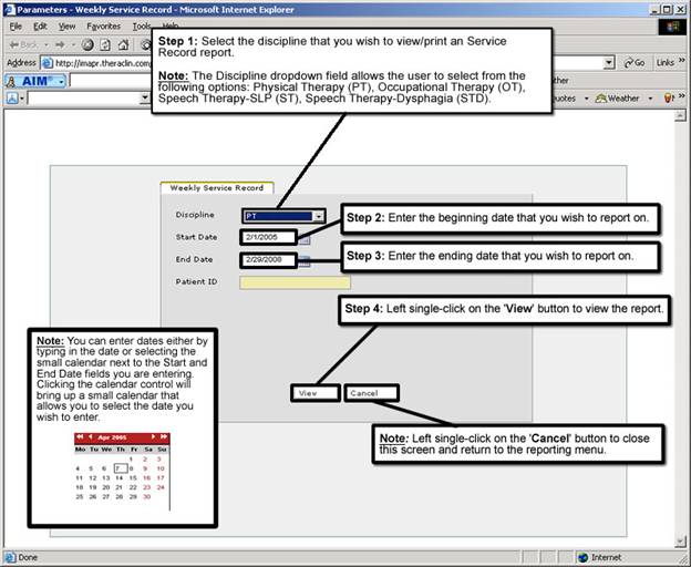 Step 2 Entering the Reporting Parameters